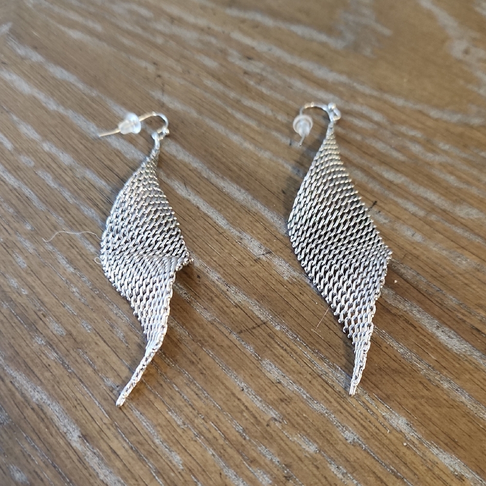 Silver Mesh Earrings - Picture 2 of 5